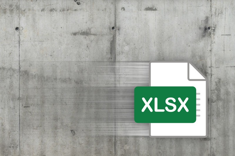 logo dokumentu xlsx na betonowym tle