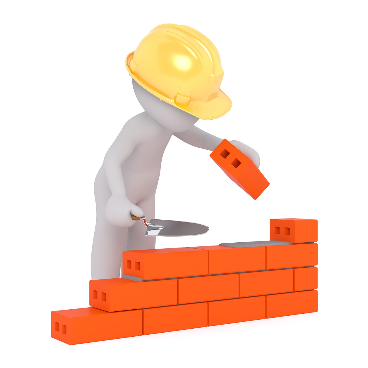 obraz wektorowy z pracownikiem budowlanym murującym ścianę z cegły, Odchyłki ścian murowanych